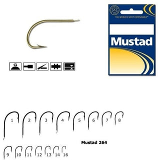 Carlig auriu Mustad M264, revers tija scurta, 10 buc (Marime Carlige: Nr. 2)