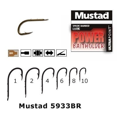 Carlig bronz Mustad, forjat, revers, 2 spini, 10 buc (Marime Carlige: Nr. 10)