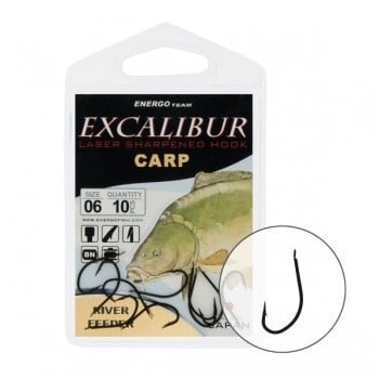 Carlige Excalibur River Feeder Black diverse marimi (Marime Carlige: Nr. 4)