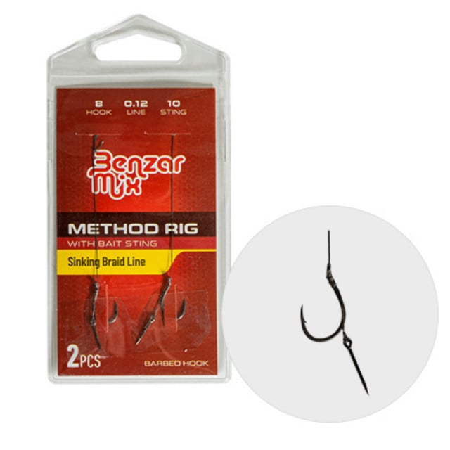 Carlige legate Benzar Method cu spin momeala, 2buc (Marime Carlige: Nr. 8)
