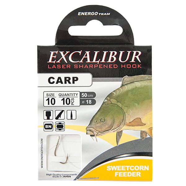 Carlige legate Excalibur Sweetcorn Feeder, 10buc (Marime Carlige: Nr. 6)