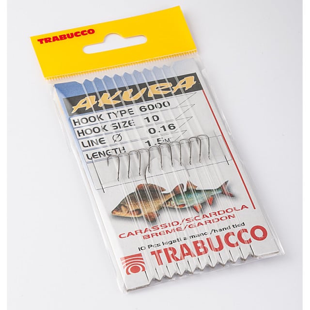 Carlige legate Trabucco Akura pentru caras, rosioara, scobar, 10buc (Marime Carlige: Nr. 16)