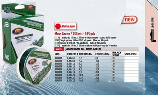 Fir Japan Braid X4 150m Verde LineaEffe (Diametru fir: 0.12 mm)