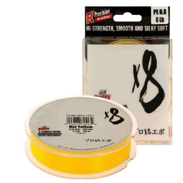 Fir textil Sufix Carrier Braid X8, Hot Yellow, 135m (Diametru fir: 0.20 mm)