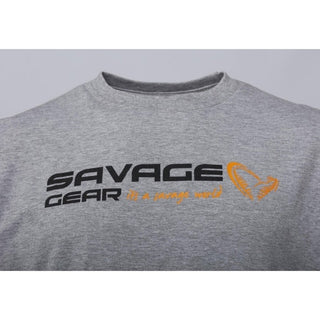 Tricou Savage Gear Signature Logo Gray Melange (Marime: S)